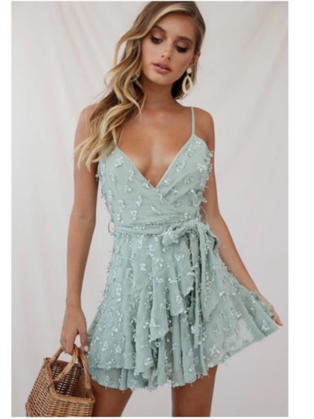 Selfie Leslie Mint Green Sheri Embellished Mini Dress
